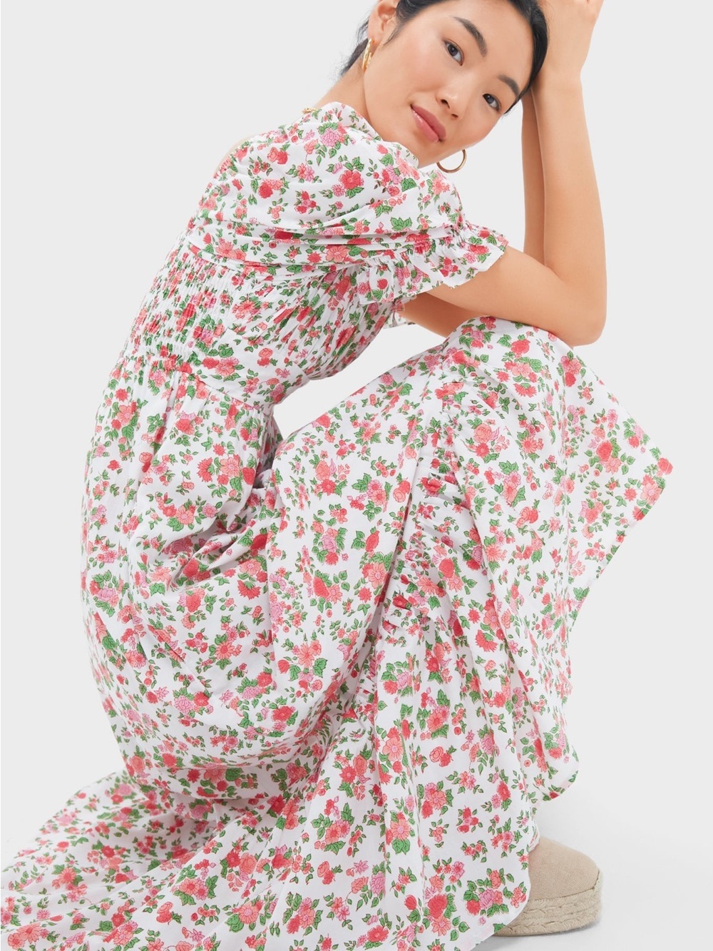 Pink City Prints Vintage Ditsy Simone Dress Pink Floral Medium - Picture 3 of 9